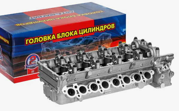 Головка блока цилиндров Волга, ГАЗель, Соболь, УАЗ дв.ЗМЗ 406, 405, 409, Евро 0, 1, 2, в сб. с клапанами, АИ-92/газ-бензин, пятиопорная (406.1003007-30, TKG-1003007-61) АМ-84-005 АВТОМАГНАТ, артикул АМ.406-3906562 — фото автозапчасти