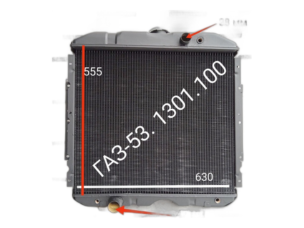 Радиатор водяной ГАЗ 53, медный, 3-х рядный (Р53-1301010, 141.1301010-01, ЛР53-1301010-М) Оренбургский радиатор ООО, г. Оренбург, артикул ГАЗ-53.1301.000 — фото автозапчасти