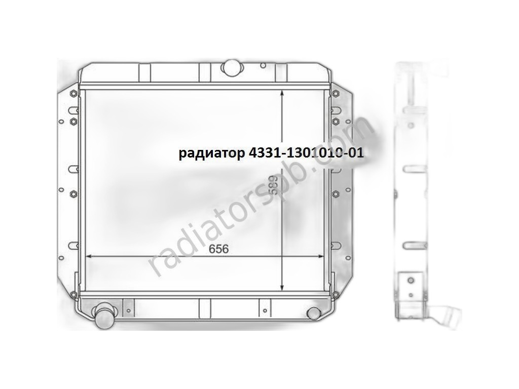 Радиатор водяной ЗИЛ 4331, алюминиевый, 3-х рядный (4331-1301010, 4331-1301010-01, LRc 06331b) ПРАМО, г. Москва, артикул ЛР4331-1301010 — фото автозапчасти