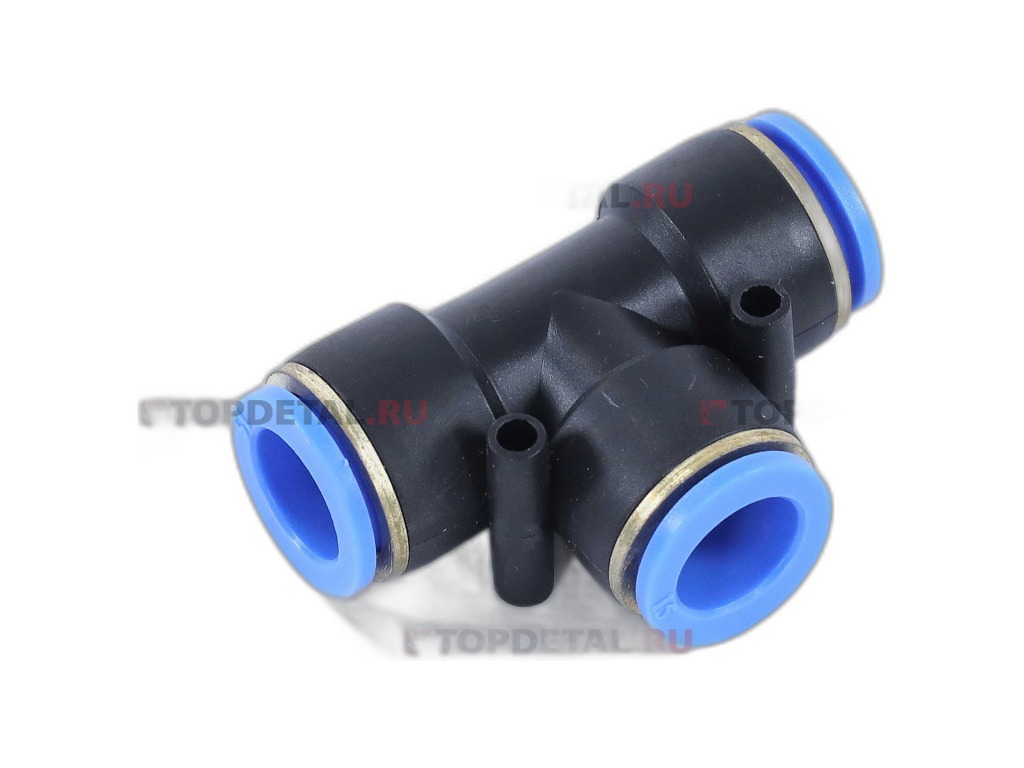 Фитинг трубок Т-образный d=15мм., пластиковый, HH-080-PUT-15MM ТОП АВТО, артикул НН-080-PUT-15ММ — фото автозапчасти