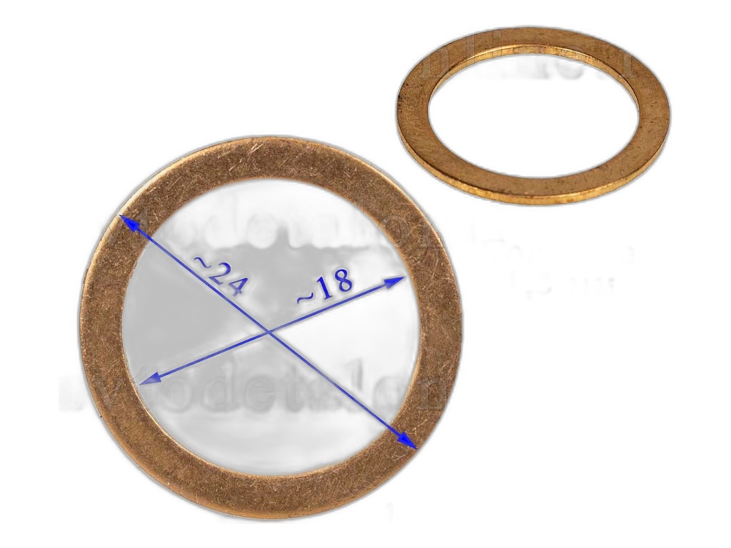 Шайба медная d=18х24х1,5мм., толстая, штуцера КАМАЗ, МАЗ, тр. МТЗ, все типы автомобилей, уп.50шт. (SP135709) ОАО Кировский завод ОЦМ г. Киров, артикул 1-02599-60 — фото автозапчасти