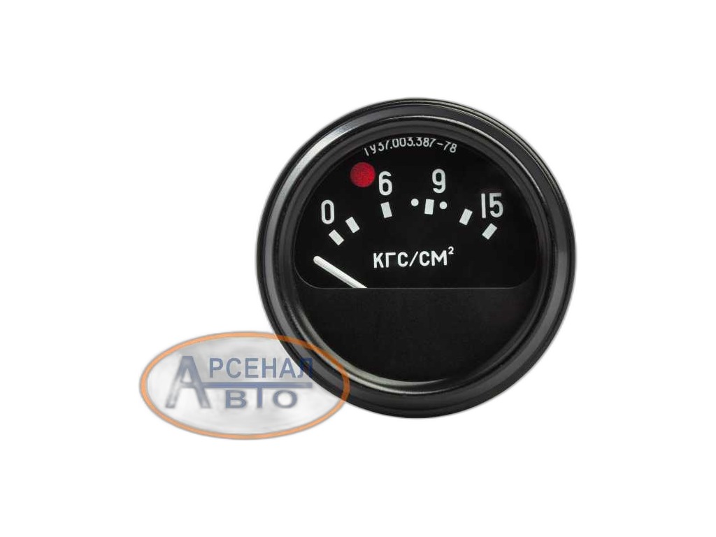 Указатель давления масла тр. К701М,(для датчика ММ359, 19.3829) 0-15 кг/см², 24В., с цоколем под колодку АХ-437, лампу аварийной сигнализации АвтоПрибор, г. Владимир, артикул 14.3810 — фото автозапчасти