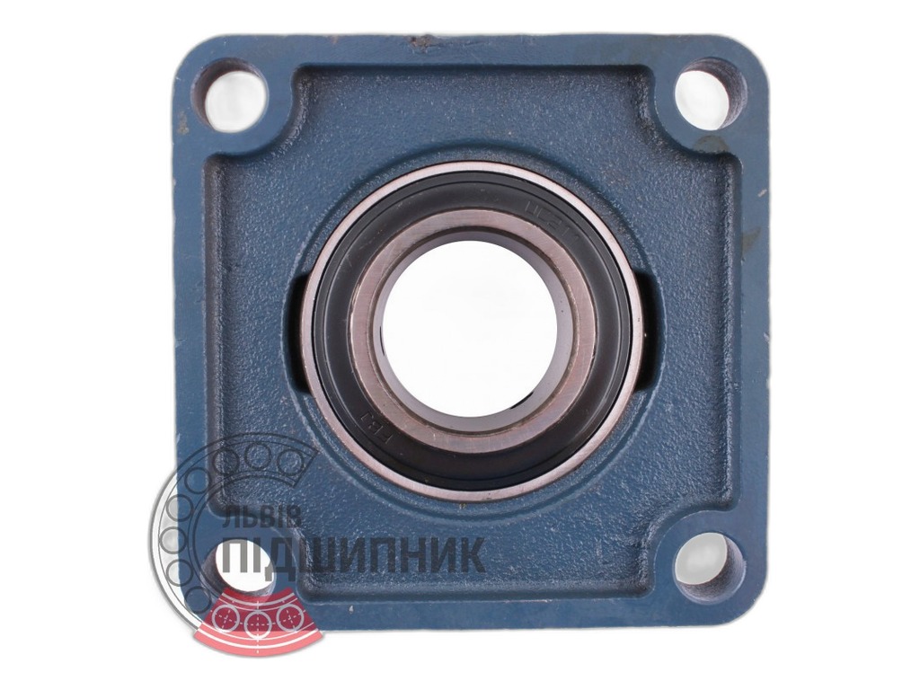 Подшипник 6-211 UCF (UC211+F211) комбайны, жатки, сельхоз. машины, в сб. с корпусом, подшипниковый узел 480211, квадратный фланцевый корпус типа FC с четырьмя крепёжными отверстиями, 55x162x58,4мм. SUPERTRACTOR, артикул 211UCF — фото автозапчасти