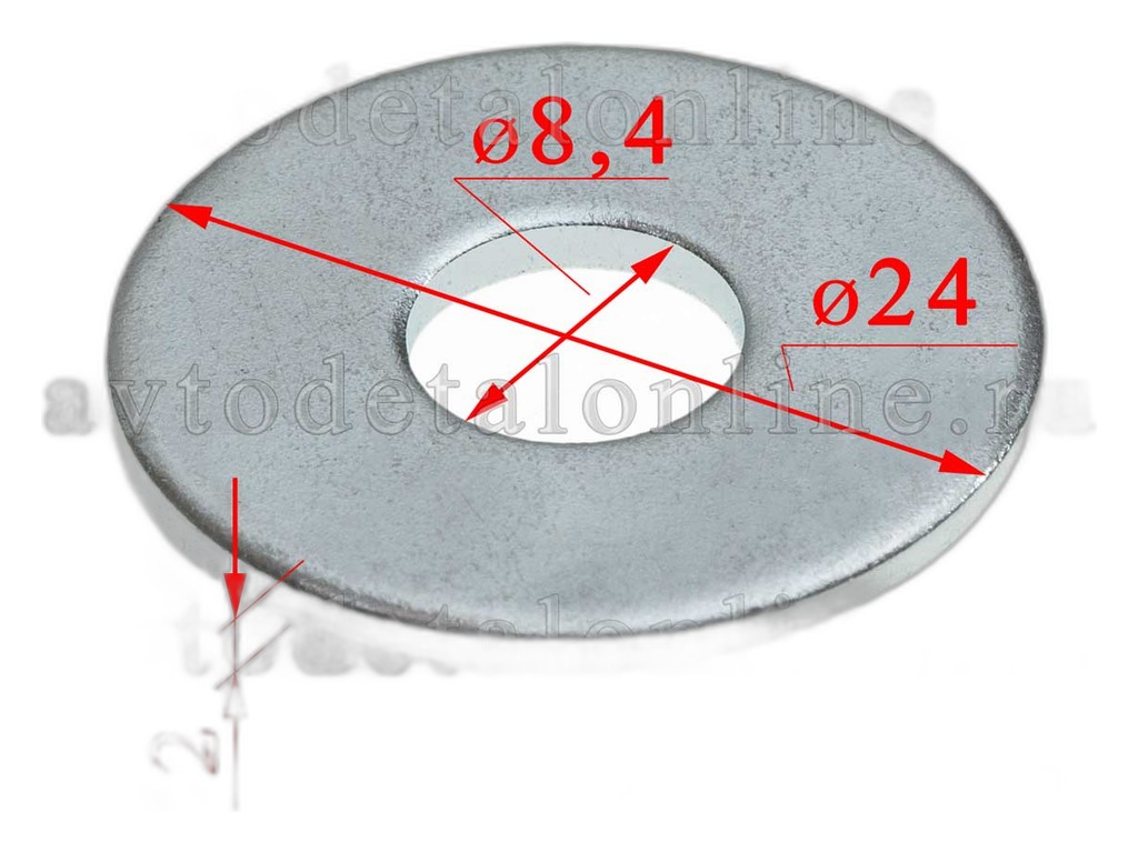 Шайба плоская d= 8х24х2мм., уп.50шт. (08278) РЗИ ООО, Россия, артикул 252038-П29. — фото автозапчасти
