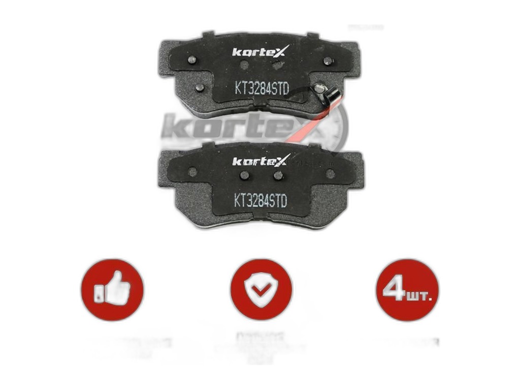 Колодка тормозная "KoTL" HYUNDAI Getz, Elantra, Matrix, Santa Fe, Sonata, Tucson, Azera, Embera, Grandeur, i45 VI, Lavita, NF V, TB, XG, AGE, KIA Sportage, Optima, Amanti, Lotze, Magentis, Opirus, Stavic (к-т 4шт) задняя, артикул 3284KT — фото автозапчасти
