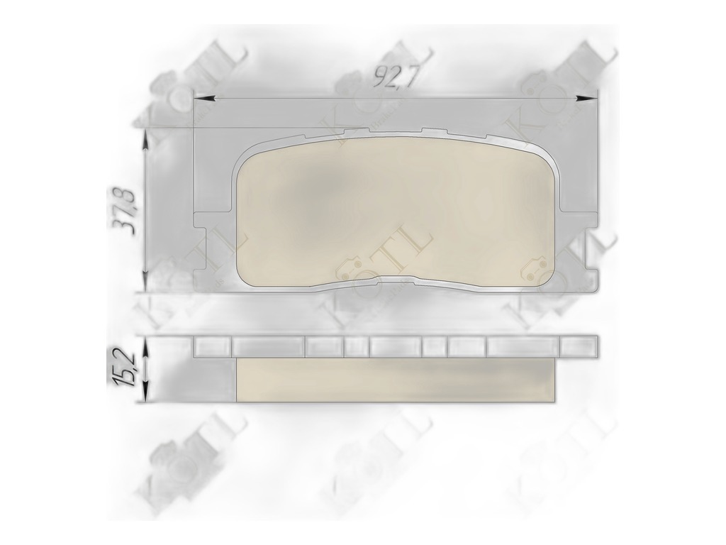 Колодка тормозная "KoTL" TOYOTA CAMRY, HIGHLANDER 2.4/3.0 2001/08 -2006/11, LEXUS ES 2001/08 -2008/06 (к-т 4шт) задняя, артикул 3374KT — фото автозапчасти