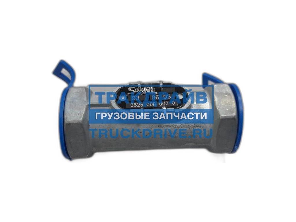 Клапан обратный КАМАЗ, МАЗ, УРАЛ, ЛИАЗ, НЕФАЗ, ЗИЛ, пневмосистемы, внутренняя резьба М22х1,5мм., 18бар. (4340141000) SORL, артикул 35250080020 — фото автозапчасти