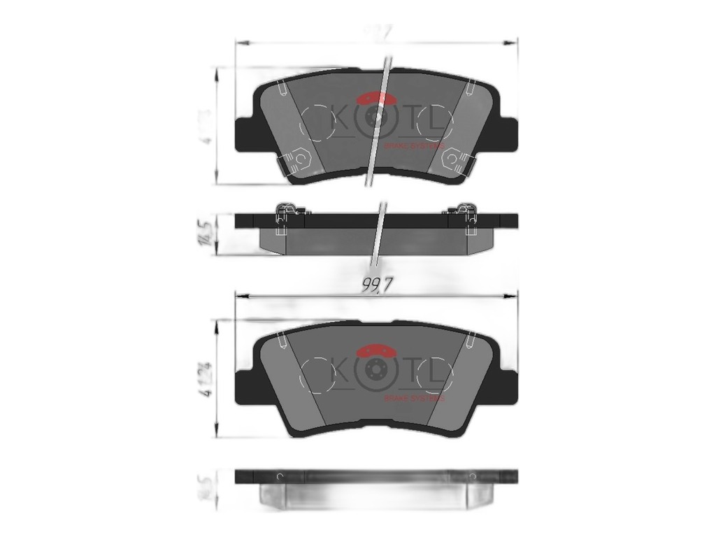 Колодка тормозная "KoTL" HYUNDAI i20, i40, KIA Soul II, Rondo, Karens, SSANGYONG Actyon II, Korando (к-т 4шт) задняя, артикул 3594KT — фото автозапчасти