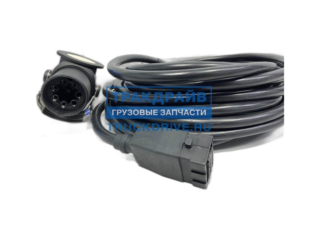 Кабель электрический полуприцепа для а/м КАМАЗ, МАЗ, SCANIA, VOLVO, IVECO, BPW, SCHMITZ, KOGEL, KRONE, DAF Евро, L=10м., 7-мь конт., в сб., с розеткой, цвет чёрный (WABCO 4492251000, 10.470.300) SORL, артикул 40001903293 — фото автозапчасти