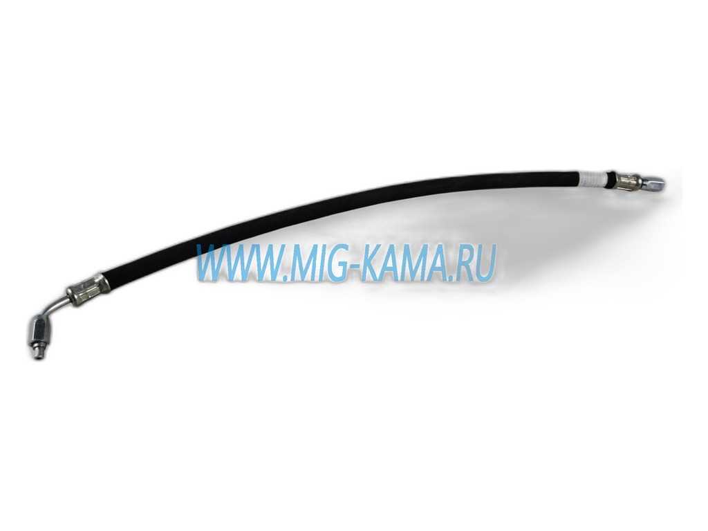 Шланг МОД КАМАЗ 5320, пневматический, бронированный, кривой L=530мм., ключ 14, гайка-гайка М10х1мм., (4310-3125050) Гидромаш, г. Н.Новгород, артикул 5320-2511010-1SN (кривой) — фото автозапчасти