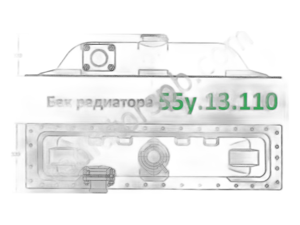 Бак радиатора водяного тр. ТЛТ 100, 100А, ЛХТ 100, ТБ 1М, ТБ 1МА, верхний, металлический, в сб. (55У.13.110)