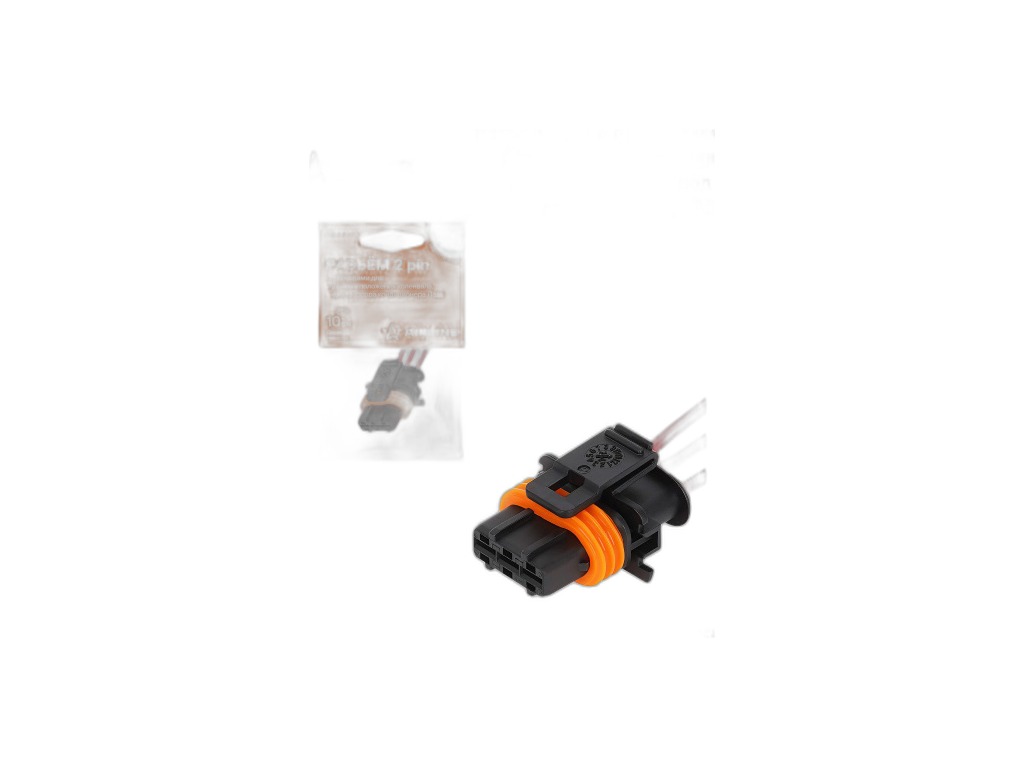 Колодка соединит. 3-х конт., разъём (3pin), к катушки зажигания ВАЗ 2108-21099, 2110-2112, 2113-2115, 1117-1119 Калина, 2170-2172 Приора, 2190-2191 Гранта, 21213, 21214, 2123 Нива-Шевроле, Datsun on-Do, mi-Do дв.8кл., ГАЗель Бизнес, Соболь Бизнес дв.УМЗ 42164: датчика положения колен. вала Волга, ГАЗель, ГАЗель Бизнес, ГАЗель NEXT, Соболь, Соболь Бизнес, Соболь NEXT, УАЗ Хантер, Патриот, Карго, Пикап дв.ЗМЗ 40624, 40524, 4094, УМЗ 4213, 4216, 42164, 42167, 4218, Evotech 2.7 (А274), Евро 3, ГАЗ 33104 Валдай, 3308, 3309, ГАЗон NEXT, ПАЗ, ПАЗ NEXT, КАВЗ, МАЗ дв.ММЗ 245.9, ЯМЗ 534, Евро 3, евро-разъём, в сб. с проводами (АЕСС029) AirLine, артикул AECC029 — фото автозапчасти
