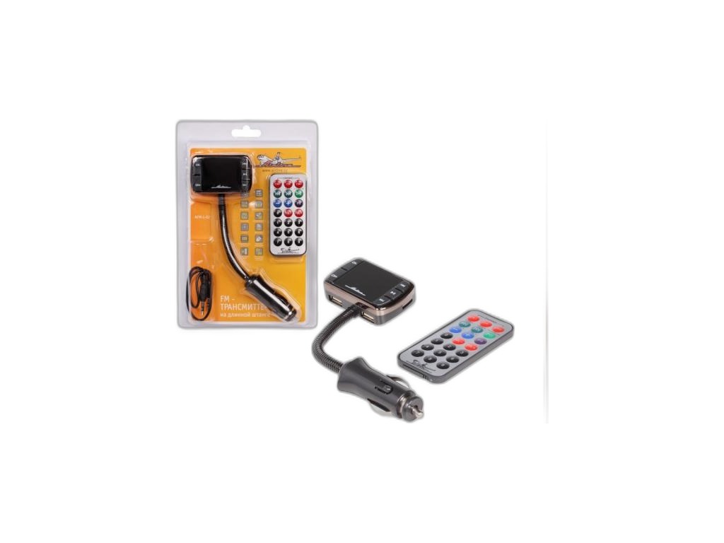 Модулятор FM сигнала, трансмиттер 12/24В, вход USB/micro SD/Line in, MP3/WMA, в к-те пульт управления, на длинной гибкой штанге, тип дисплея LСD AirLine, артикул AFM-L-02 — фото автозапчасти