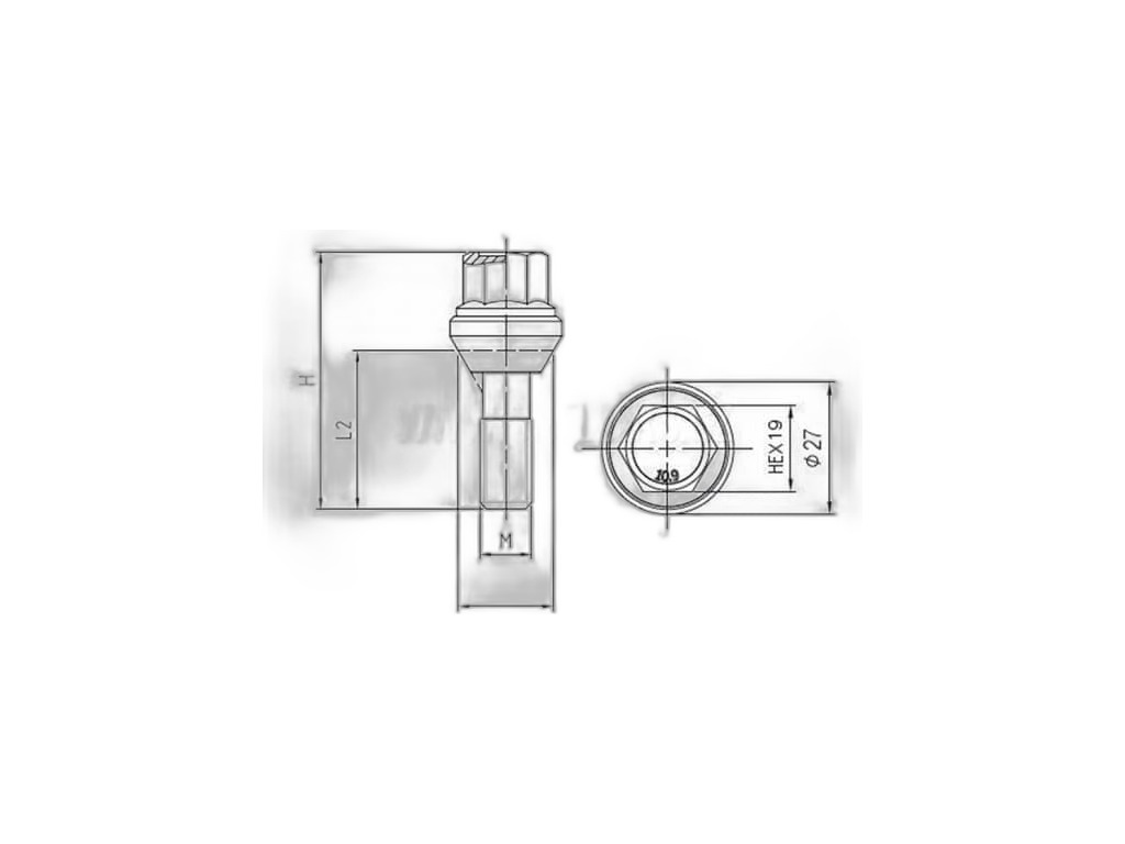 Болт колеса M14x1.50 Н34/60, ключ 19, VOLVO, конус 60° BIMECC, артикул C19D34-MW — фото автозапчасти