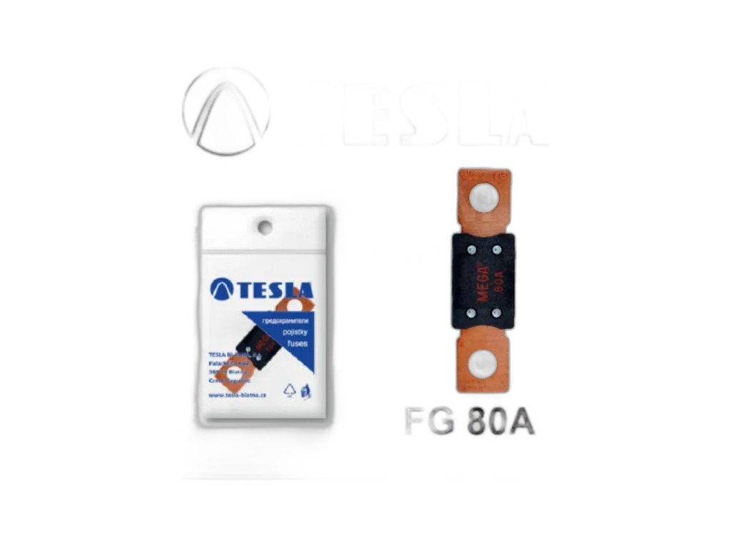 Предохранитель плоский "MEGA FUSES", 80А., болтовое соединение, Tesla Автоэлектроника, г. Тверь, артикул FG 80A — фото автозапчасти
