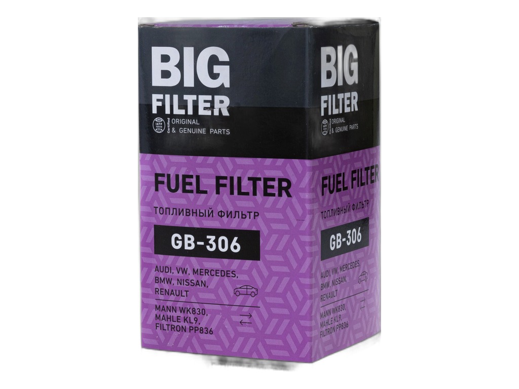 Фильтр топливный ГАЗ, УАЗ дв. 405, 406, 409, AUDI, BMW, CITROEN, FIAT, JAGUAR, LAND ROVER, NISSAN, PEUGEOT, RENAULT BIG FILTER, артикул GB-306 — фото автозапчасти
