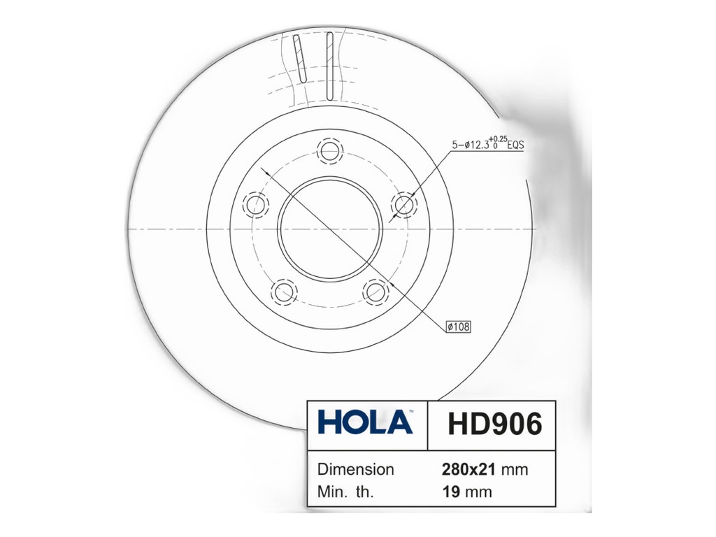 Диск тормозной ГАЗ-3110 передний, вентилируемый (к-т 2 шт) HOLA, артикул HD906 — фото автозапчасти