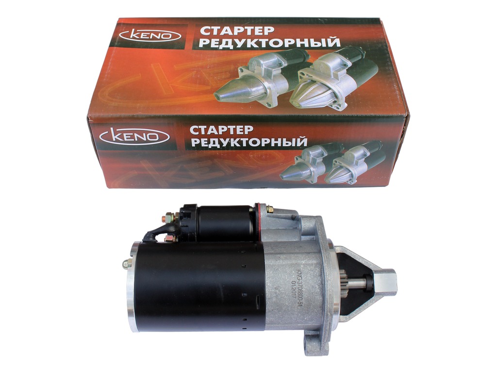 Стартер Волга, ГАЗель, Соболь, УАЗ дв.ЗМЗ 402, 4021, 4025, 4026, УМЗ 4178, 4179, 4213, 420, 4215, 4216, 12В, 1,7кВт, редукторный, z=9зуб (402.3708000) KENO, артикул KNG-3708000-52 — фото автозапчасти