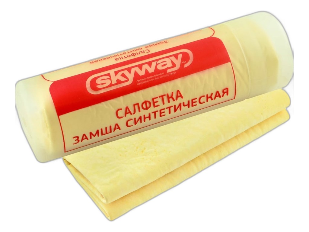 Салфетка замша искуств. 64*43см., большая в тубе Skyway, артикул S03901002 — фото автозапчасти