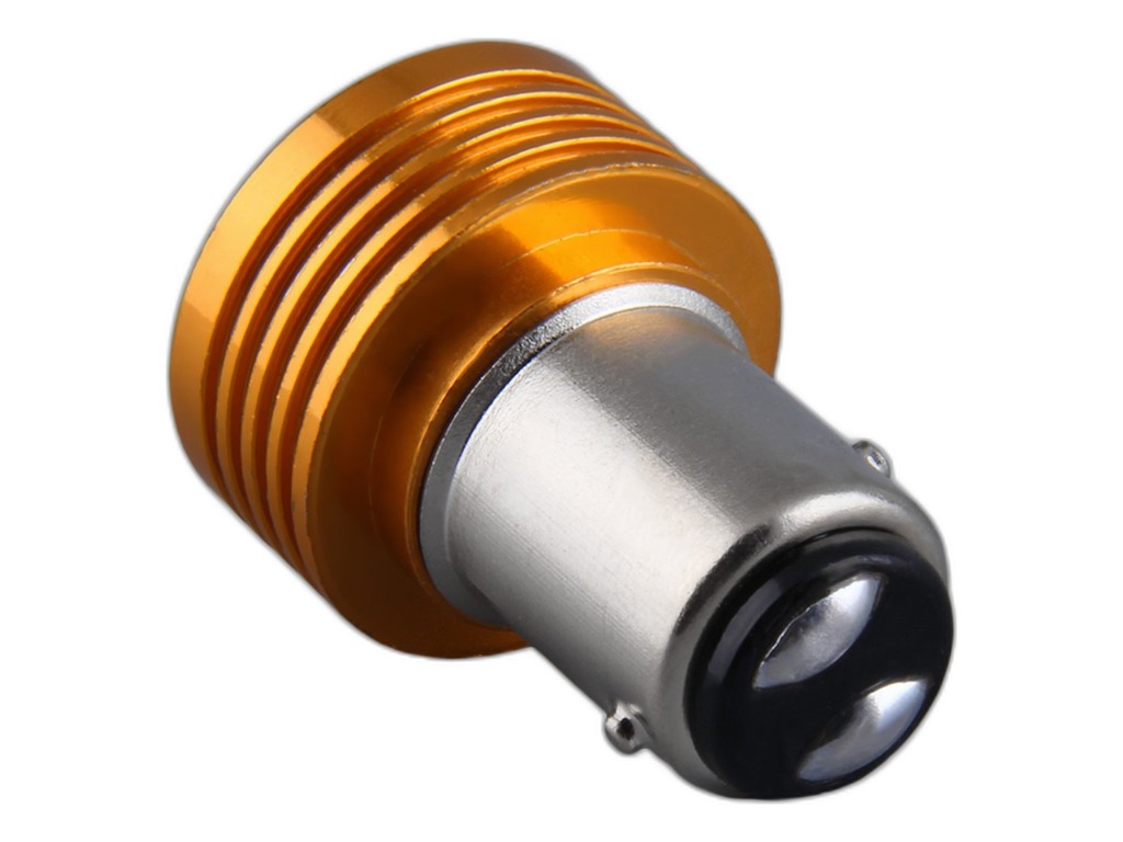 Автолампа диод S25 (P21W) 12V 1SMD диод 1-контактная с линзой белая,  габариты, стопы, поворот, задние противотуманные фары, фонари заднего хода Skyway, артикул S1156-1157-1SMD-3W-C — фото автозапчасти