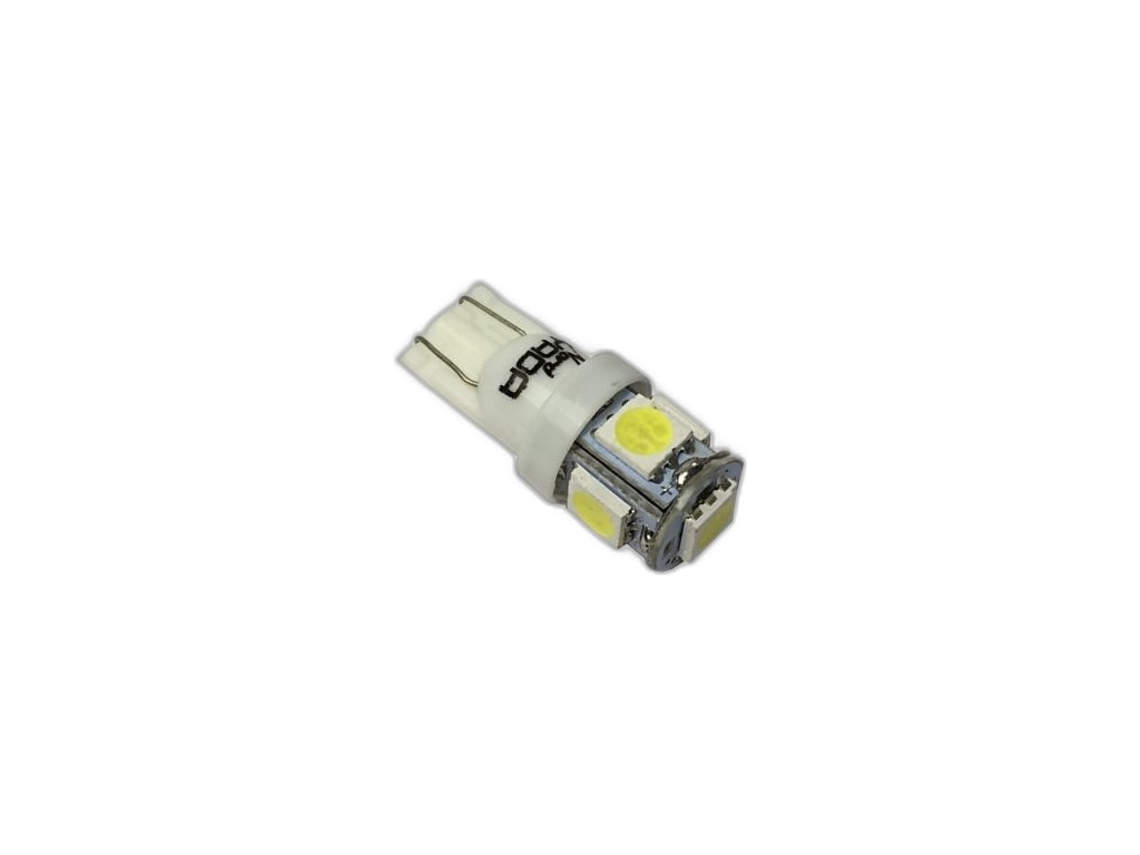 Автолампа диод T10(W5W) 12V 5 SMD диодов 1-контактная без цоколя белая, (S08201122) Skyway, артикул ST10-5SMD-5050-ФАРФО — фото автозапчасти
