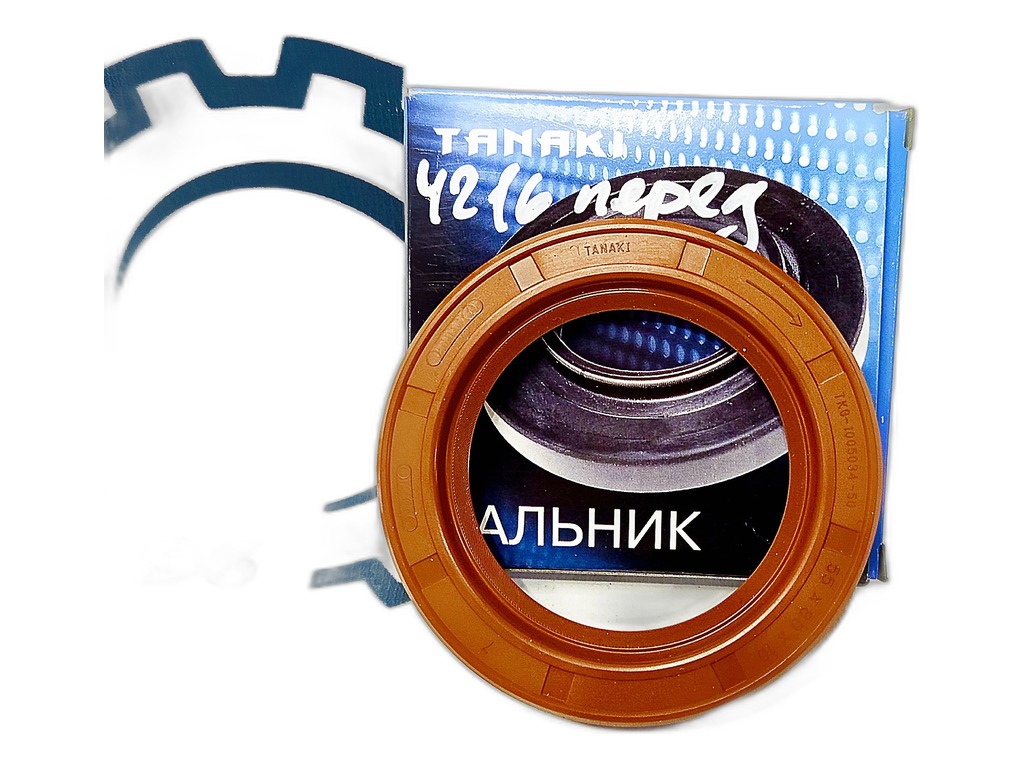 Сальник 55х80х10мм. колен. вала дв.ЗМЗ 402, 511, 513, 523, УМЗ 4216, Evotech 2.7 (А247), передний (RUBENA 53-1005034, 4216-1005034 MKB) TANAKI, артикул TKG-1005034-50 — фото автозапчасти