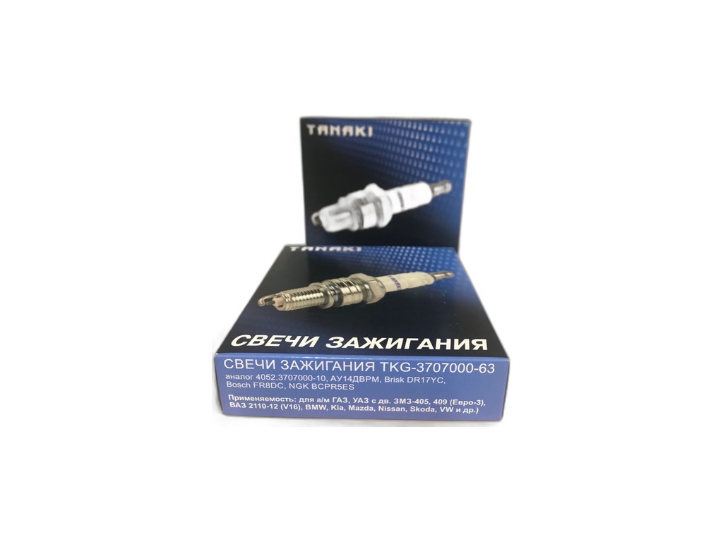 Свеча зажигания Волга, ГАЗель, Соболь, УАЗ дв.ЗМЗ 406, 405, 409, к-т 4шт. (аналог А14ДВР, А14ДВРМ , LR17YC) TANAKI, артикул TKG-3707000-62 — фото автозапчасти