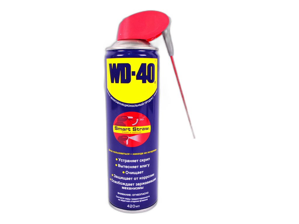 Смазка проникающая, многофунциональная, WD-40, аэрозоль, V=420мл.,аэрозоль, с трубочкой EU, артикул WD-40 420МЛ. — фото автозапчасти