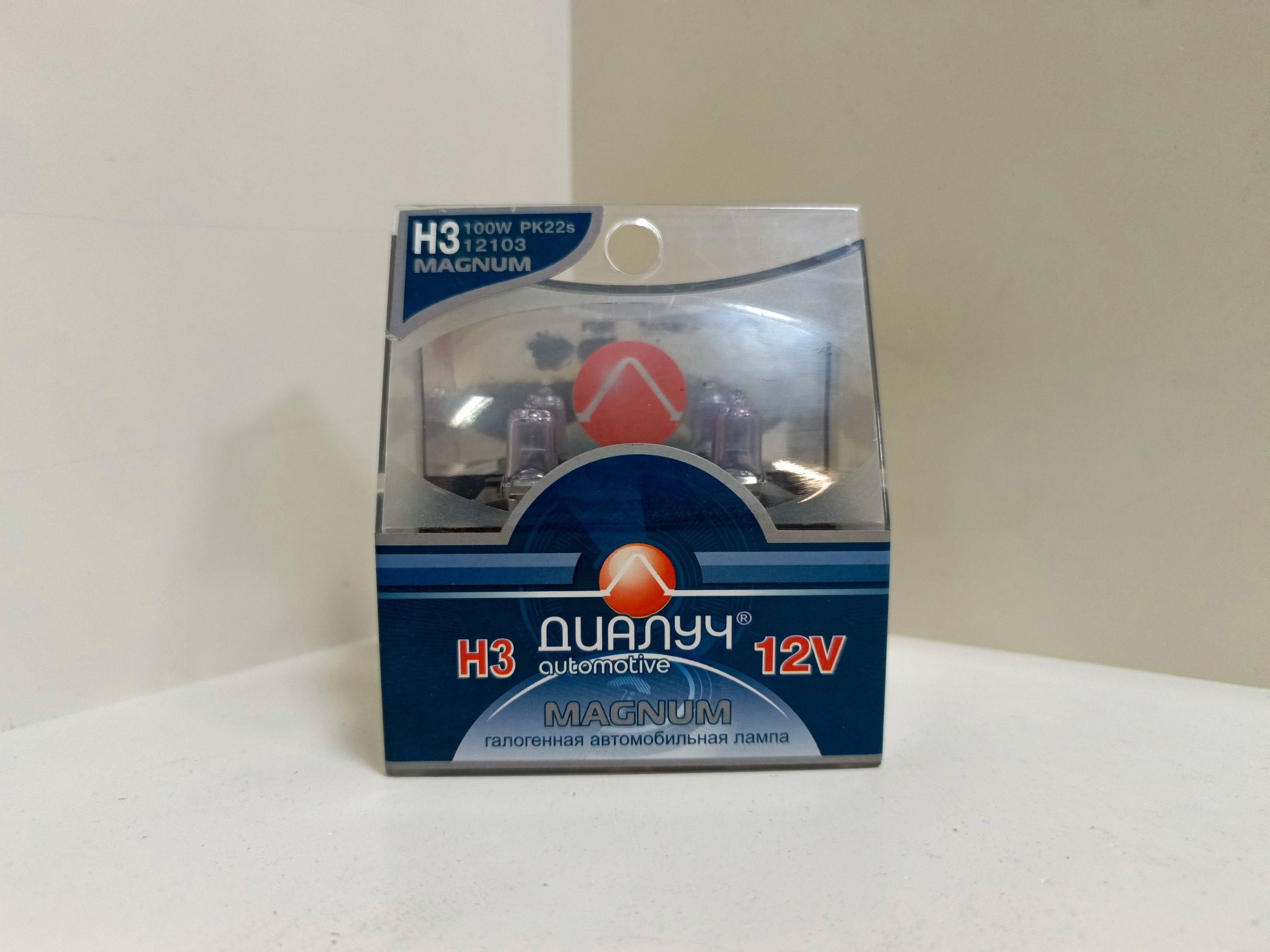 Лампа H3 12Vх100W желтая (к-т 2 шт) ДИАЛУЧ, артикул 12103 G DUO — фото автозапчасти