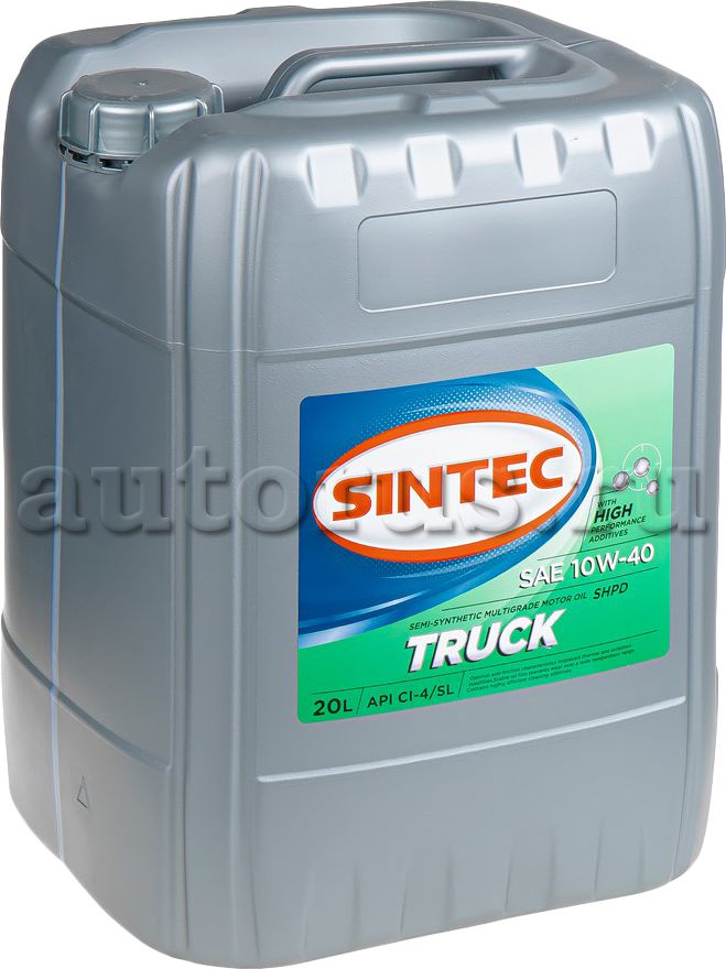 Масло моторное Sintec Truck 10W-40 Дизель CI-4/SL, E7 п/синтетика 20 л, артикул 122442 — фото автозапчасти