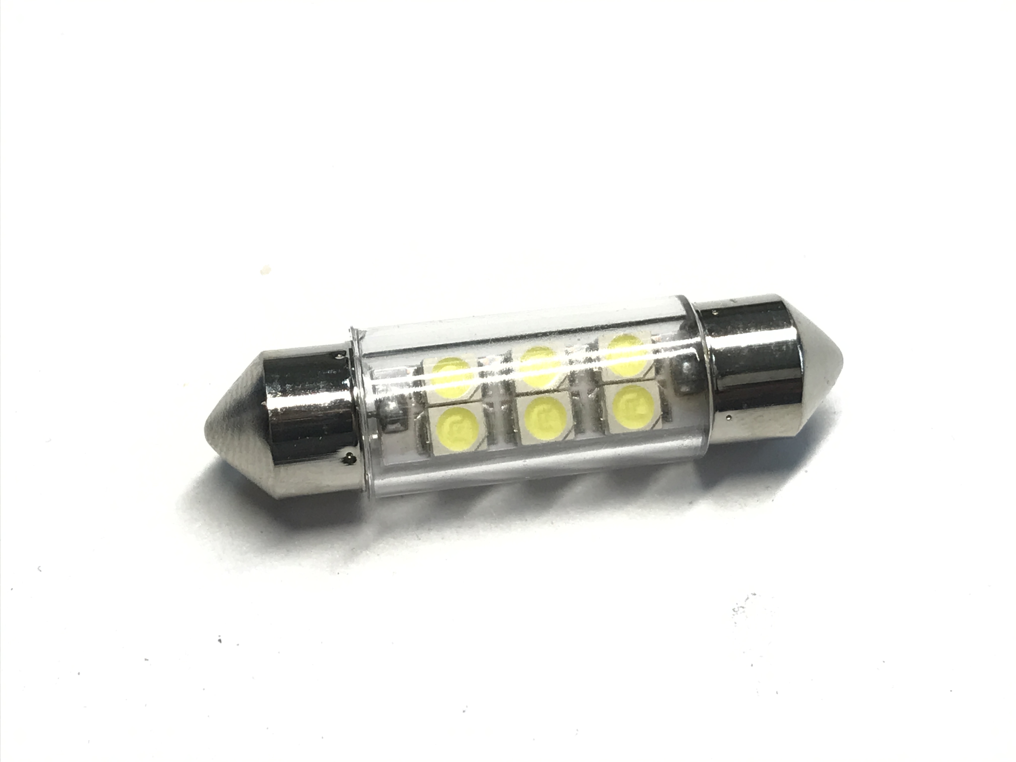 Автолампа C5W, 12V светодиод T11x36 S8.5 3SMD (3.5x2.8) WHITE. 12T11x36-W\3SMD "МАЯК" — фото автозапчасти