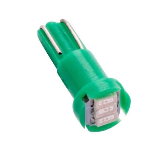 Автолампа W1.2W, 12V светодиод T5 3SMD (3014) W2.0x4.6d GREEN. 12T5-G\3SMD3014 "МАЯК" — фото автозапчасти
