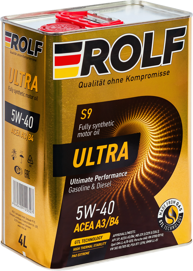 Масло моторное ROLF Ultra 5W-40 SP, A3/B4 синтетика 4 л, артикул 323106 — фото автозапчасти