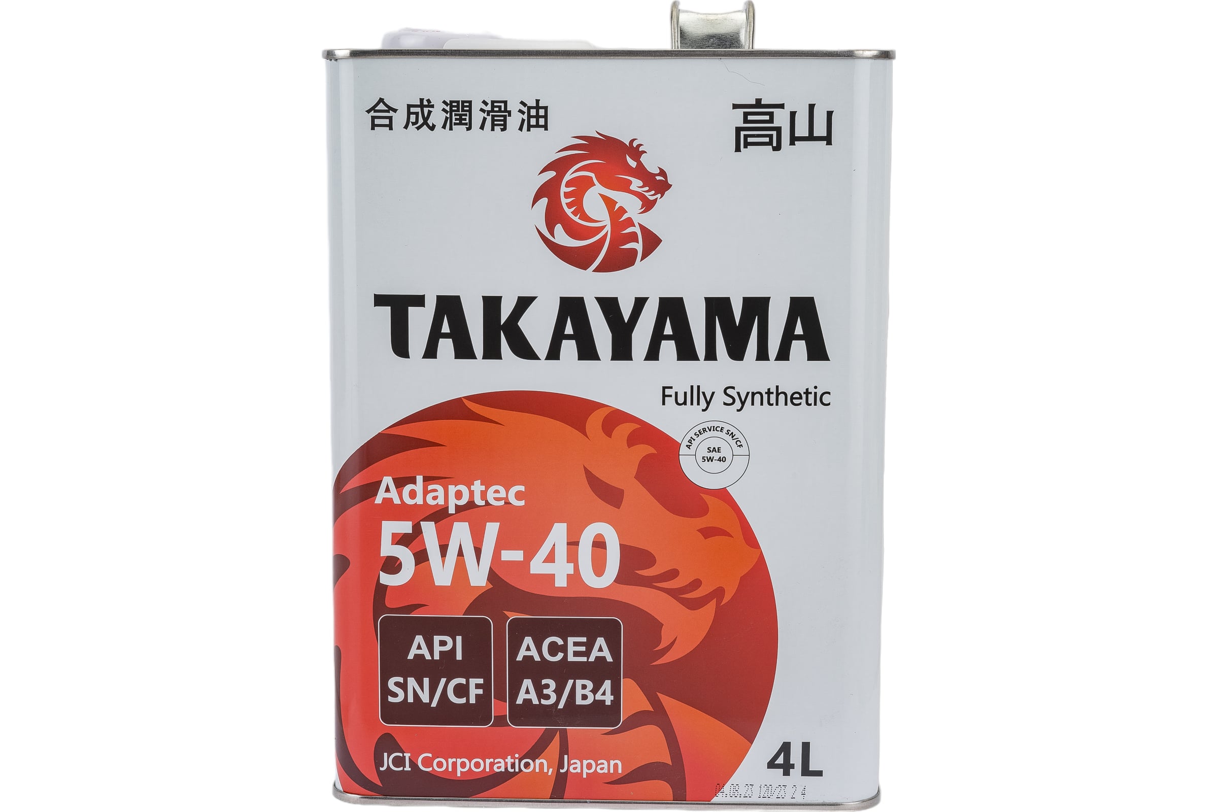 Масло моторное TAKAYAMA Adaptec 5W-40 SN/CF, A3/B4 синтетика 4 л, артикул 605587 — фото автозапчасти