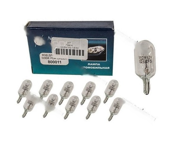 Автолампа W3W, 12V 3W, безцокольная W2.1x9.5d, (фон.осв.ном.знака, габариты). 800011 "Nord YADA" — фото автозапчасти