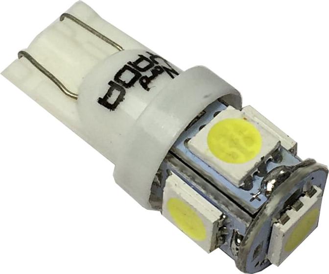 Автолампа W5W, 12V, T10-5 SMD (size 5050), (светодиод) белый 0.48W 30lm. 902399 "Nord YADA" — фото автозапчасти