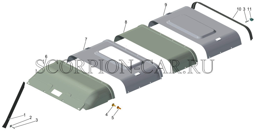 Обивка крыши №3 А67R42 5702032 ГАЗ, артикул А67R42-5702032 — фото автозапчасти