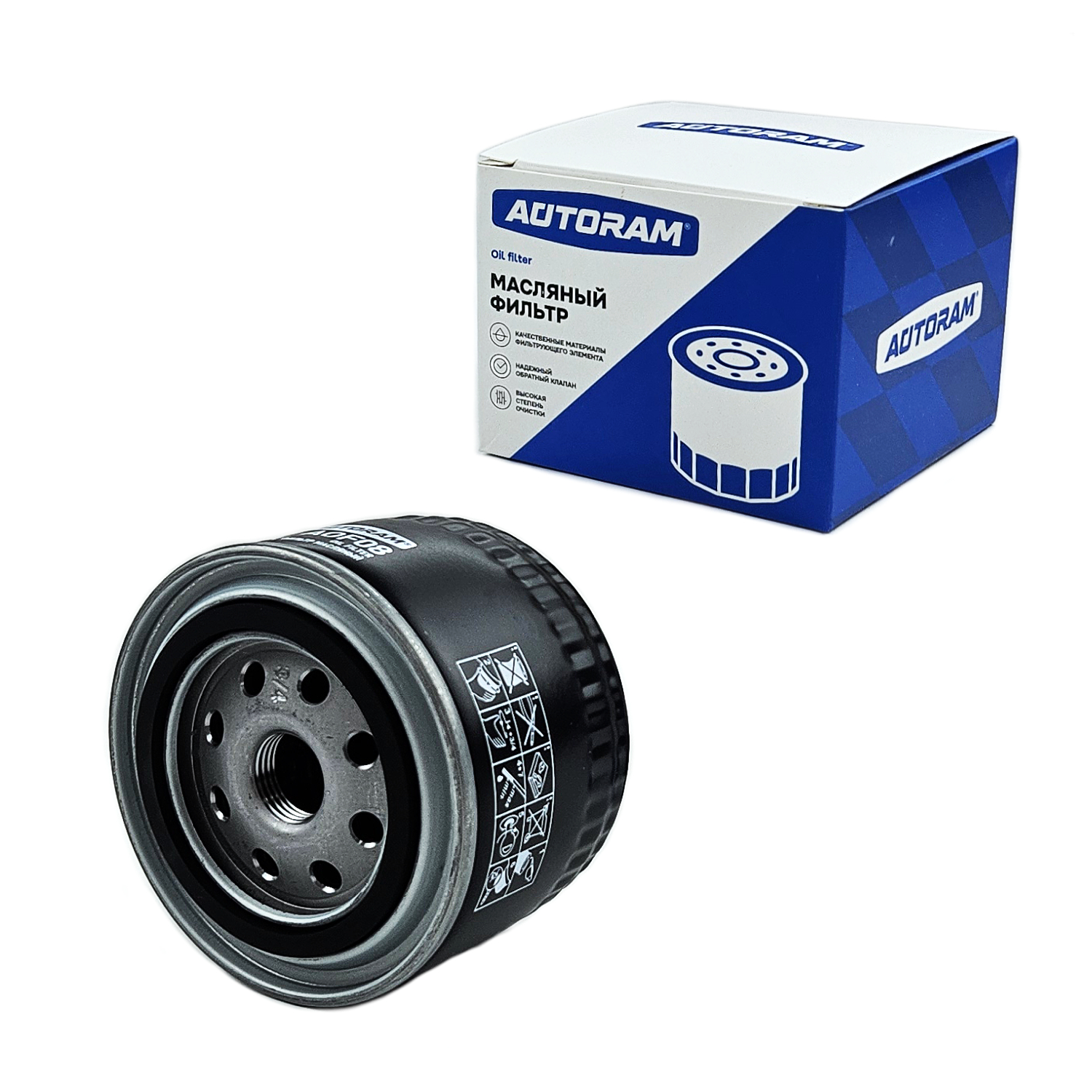 Фильтр масляный ВАЗ 2108-94, 2123, 1118, 1111, LADA Vesta, Xray, Niva. 2108-1012005 "AUTORAM", артикул AOF08 — фото автозапчасти