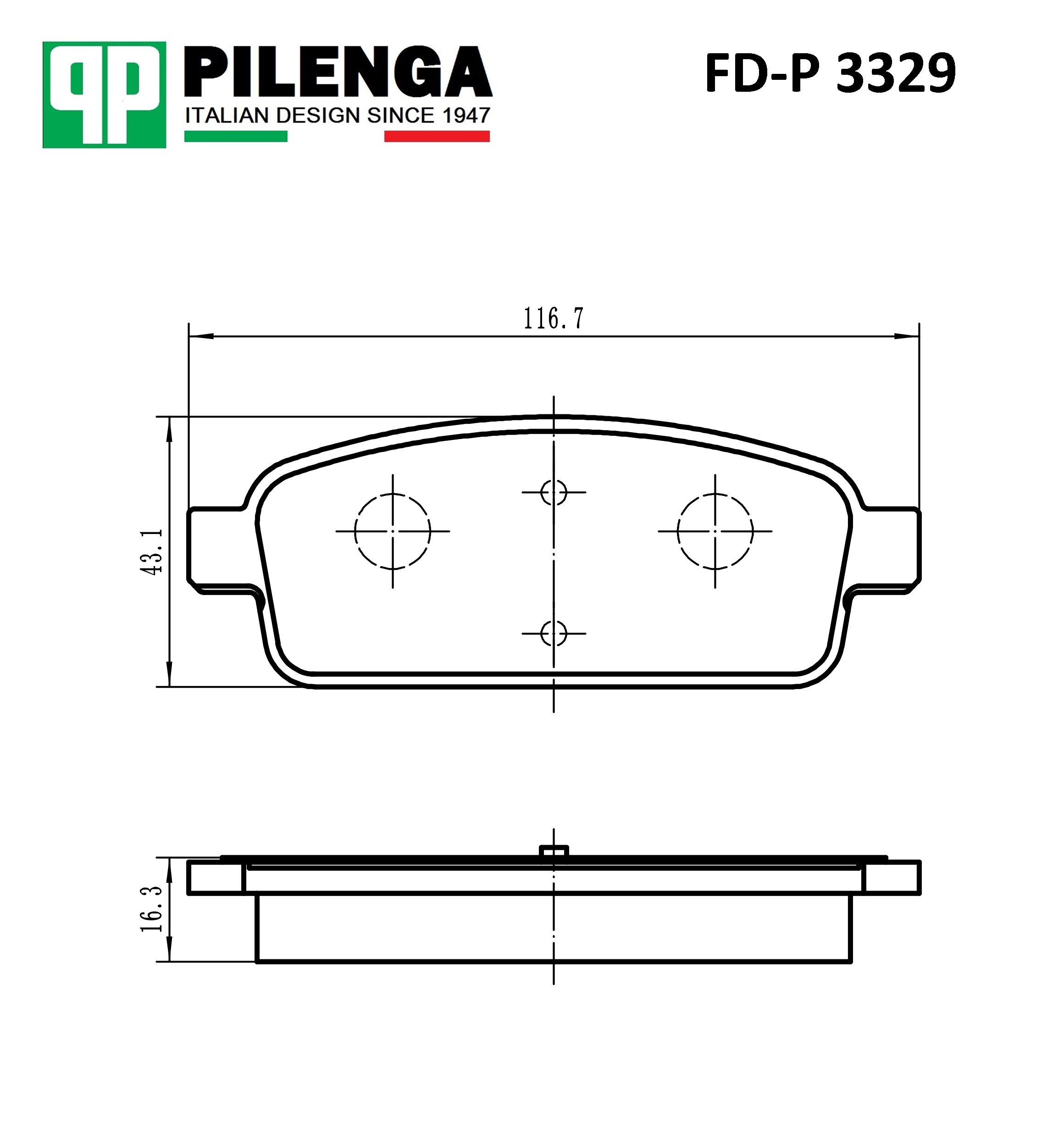 Колодки задние GM, дисковые. FD-P 3329 "PILENGA" — фото автозапчасти
