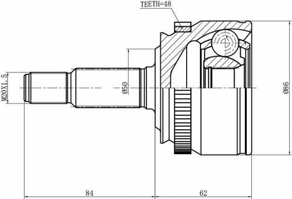 ШРУС для а/м Лада Vesta NG Cross (23-) (наруж.) (24 шлц.) (GO 844) TRIALLI — фото автозапчасти