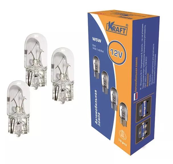 Автолампа W5W, 12V 5W, безцокольная W2.1x9.5d. KT 700035 "KRAFT" — фото автозапчасти