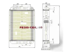 Радиатор водяной комб. КЗС 10 К дв.ММЗ 262 С2, медный, 6-и рядный Оренбургский радиатор ООО, г. Оренбург — ракурс 2