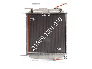 Радиатор водяной тр. Т170М1.41(43), Т10.43, электроагрегаты АД60С-Т400-1ВП, Д60-Т400-2РН, АД100С-Т400-РМ2, медный, 4-х рядный, ОРИГИНАЛ ПОСТАВЛЯЕТСЯ НА КОНВЕЙЕР "ЧТЗ", артикул Д180Я.1301.010