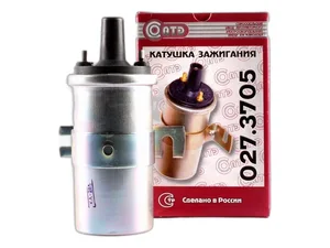 Катушка зажигания ВАЗ 2103-2107, 2108-21099, 2113-2115, 2121, 21213, 2131 Нива, для а/м КАМАЗ 65115, 65116, дв.820.52, 820.60, 820.63, 820.90, 820.93, 260-300 л/с, НЕФАЗ 5257 дв.820.53-260 л/с, газовый на метане, бесконтактное зажигание (45104370500100, 0221 503 001, 0221122334, 0 221 122 334, 2108-3705010, 2108 3705010 04, 2108 3705010 06, 27.3705)