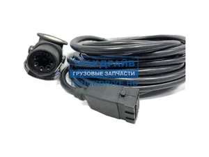 Кабель электрический полуприцепа для а/м КАМАЗ, МАЗ, SCANIA, VOLVO, IVECO, BPW, SCHMITZ, KOGEL, KRONE, DAF Евро, L=10м., 7-мь конт., в сб., с розеткой, цвет чёрный (WABCO 4492251000, 10.470.300), артикул 40001903293