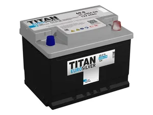 Аккумулятор "TITAN" EUROSILVER 60 Ah, 12V пуск.ток 600 А низкий корпус обратная полярность (- ; +), артикул 4607008884623