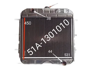 Радиатор водяной ГАЗ 51, 52, медный, 3-х рядный, артикул 51А-1301010