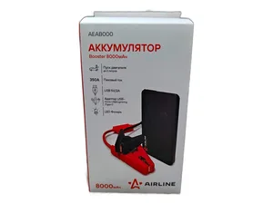 Аккумулятор внешний универсальный, Booster 8000мАz, выход USB, 5В, 2А, пусковой ток до 350А; вход micro USB 5В, 2А, фонарь, пуск двигателя с сетью 12В при разряженной АКБ