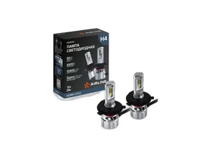 Автолампа светодиодная H4 ULTRA, 12/24В, 55Вт, 10400Лм (5200Лмх2), 6500К, к-т 2шт., цвет свечения белый, встроенная обманка-эмулятор, предотвращающая мерцания ламп и появление ошибок, артикул AEAR225