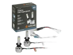 Автолампа светодиодная H1 ULTRA, 12/24В, 55Вт, 10400Лм (5200Лмх2), 6500К, к-т 2шт., цвет свечения белый, встроенная обманка-эмулятор, предотвращающая мерцания ламп и появление ошибок, артикул AEAR229